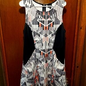 Mossimo Supply Co. Black and White Mini Dress with Orange Accents